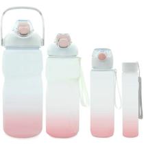 Kit 4 Garrafas De Água Squeeze Motivacional Academia Canudo