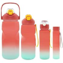 Kit 4 Garrafas De Água Squeeze Motivacional Academia Canudo Kit 4 Garrafas De Água Squeeze Motivacional Academia Canudo