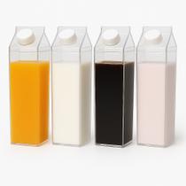 Kit 4 Garrafas De Plástico Em Formato De Caixa De Leite 1L para água, suco e danones