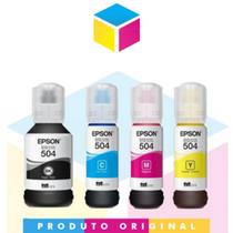 Kit 4 Garrafas de Tinta Epson T504 Original para L4150 L4160 L6161 L6171 L6191