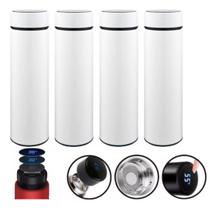 Kit 4 Garrafas Térmicas Aço Inox Termômetro Led Digital