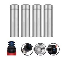 Kit 4 Garrafas Térmicas Aço Inox Termômetro Led Digital