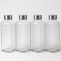 Kit 4 Garrafas Vidro Quadrada Design Minimalista 1 Litro para Servir Bebidas Suco Chá Gelado e Decoração Moderna Mesa