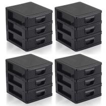 Kit 4 Gaveteiro Organizador De Mesa 3 Gavetas Branco Kit 4 Gaveteiro Organizador De Mesa 3 Gavetas Branco