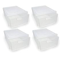 Kit 4 Gaveteiros Modular Empilhável Rattan Transparente Kit 4 Gaveteiros Modular Empilhável Rattan Transparente