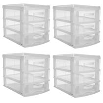 Kit 4 Gaveteiros Organizadores Multiuso 3 Gavetas 22x28x19Cm