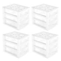Kit 4 Gaveteiros Plásticos 3 Gavetas Ordene 16,5x13x13,5cm Porta Objetos Acessórios Kit 4 Gaveteiros Plásticos 3 Gavetas Ordene 16,5x13x13,5cm Porta Objetos Acessórios