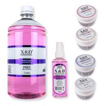 Kit 4 Geis + Prep De 120ml + Prep De 1 Litro, Preparo Para Unhas Manicure Gel Acringel Nail Designer