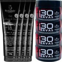 Kit 4 Gel 30 Ervas Power 300g + 4 Gel Cartilagem de Tubarão com 18 Ervas 150g