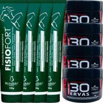 Kit 4 Gel 30 Ervas Power 300G + 4 Pomada Fisiofort 150G