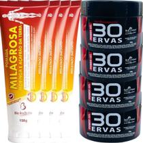 Kit 4 Gel 30 Ervas Power 300g + 4 Pomada Massageadora Milagrosa 150g Kit 4 Gel 30 Ervas Power 300g + 4 Pomada Massageadora Milagrosa 150g