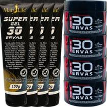 Kit 4 Gel 30 Ervas Power 300g + 4 Super Gel 30 Ervas 150g
