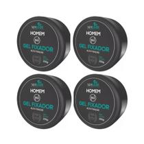 Kit 4 Gel Alta Fixação S/Álcool Aspecto Molhado 200g Mahair