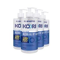 Kit 4 Gel Antisséptico Koori Elimina 99,9% das Bactérias 500ml