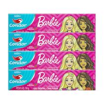 Kit 4 Gel Dental Com flúor Barbie Sabor Morango - Condor