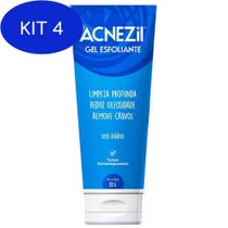 Kit 4 Gel Esfoliante De Limpeza Profunda Acnezil - 80G