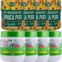 Kit 4 Gel Massageador Arnica Pura 200g + 4 Gel 20 Ervas Extra Forte 220g Kit 4 Gel Massageador Arnica Pura 200g + 4 Gel 20 Ervas Extra Forte 220g