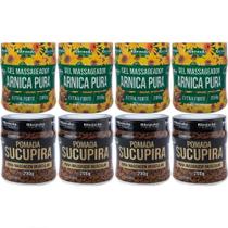 Kit 4 Gel Massageador Arnica Pura 200g + 4 Pomada Sucupira