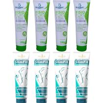 Kit 4 Gel Massageador Fisiofort Slim 150g + 4 Gel Lipo Redutor Slim Fit 150g