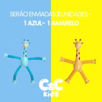 Kit 4 girafas estica e gruda melman pop it tubo tiktok com luz brinquedo para crianças