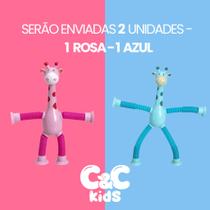 Kit 4 girafas estica e gruda melman pop it tubo tiktok com luz brinquedo para crianças