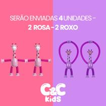 Kit 4 girafas estica e gruda melman pop it tubo tiktok com luz brinquedo para crianças