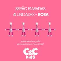 Kit 4 girafas estica e gruda melman pop it tubo tiktok com luz brinquedo para crianças