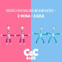 Kit 4 girafas estica e gruda melman pop it tubo tiktok com luz brinquedo para crianças