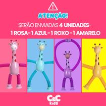 Kit 4 girafas estica e gruda melman pop it tubo tiktok com luz brinquedo para crianças