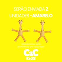 Kit 4 girafas estica e gruda melman pop it tubo tiktok com luz brinquedo para crianças promoção Cor:2 unidades amarelo