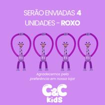 Kit 4 girafas estica e gruda melman pop it tubo tiktok com luz brinquedo para crianças promoção Cor:4 unidades roxo
