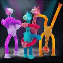 Kit 4 Girafas Melman com Luz de LED Fidget Toys Brinquedo Infantil Tubos coloridos Brinquedos para Crianças