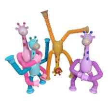 Kit 4 Girafas Tubo Estica E Gruda Pop It Led Montessori Magic Brinquedo Infantil