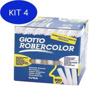 Kit 4 Giz Escolar Giotto Robercolor Hipoalergênico Branco 100 Un