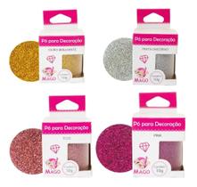 Kit 4 Glitter Colorido Mago Comestível Brilhante Confeitar