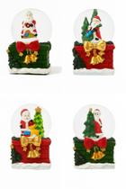 Kit 4 Globo De Neve Casinha Do Papai Noel De 7cm Enfeite