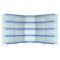 Kit 4 gôndolas new premium 1,70m branca parede 40/30 + canto 40/30