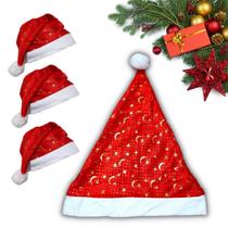 Kit 4 Gorros De Natal Papai Noel Vermelho Veludo Enfeite Touca