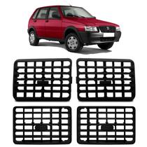 Kit 4 Grade Tela Difusor de Ar Central e Lateral Uno 95 96 97 98 99 2000 2001 2002 2003 2004 2005 2006 2007 2008 2009 2010 2011 2012 2013 Preto