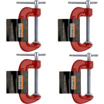 Kit 4 Grampo Tipo C P/ Fixação Madeira Starfer 3'' Aço Ferro Fundido