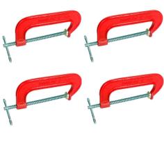 Kit 4 Grampos Sargento 2 Polegadas (51mm) Tipo C Em Ferro Fox Tools