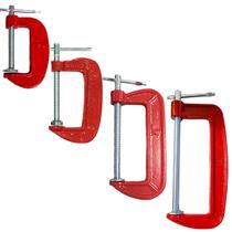 Kit 4 Grampos Sargento Tipo C 2" 3" 4" 6" Marcenaria Aço Metal Profissional