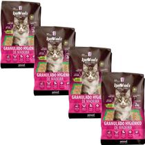 Kit 4 Granulados de Madeira Ipetwoods 2kg Areia Higiênica para Gatos
