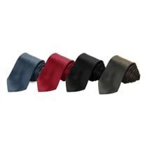 Kit 4 Gravatas Social Cetim Semi Slim Cores Pronta Entrega