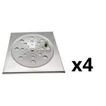 Kit 4 Grelha Quadrada 10cm Overtime Com Fecho Cromada Ralo Banheiro Cozinha Área Serviço Kit 4 Grelha Quadrada 10cm Overtime Com Fecho Cromada Ralo Banheiro Cozinha Área Serviço