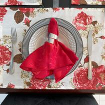 Kit 4 Guardanapo em Jacquard Medalhão Vermelho 40x40cm