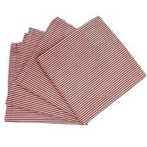 Kit 4 Guardanapos Tecido Algodão Listrado Vermelho 39Cmx39Cm