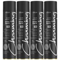 Kit 4 Hair Spray Charming Cless Extra Forte 72h Laque Jato Seco Antiúmidade Fixador Cabelo 400ml Kit 4 Hair Spray Charming Cless Extra Forte 72h Laque Jato Seco Antiúmidade Fixador Cabelo 400ml