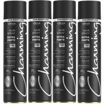 Kit 4 Hair Spray Charming Cless Extra Forte 72h Laque Jato Seco Fixador S/ Perfume 400ml