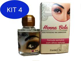 Kit 4 Henna Bela Sobrancelhas - Cor: Preto